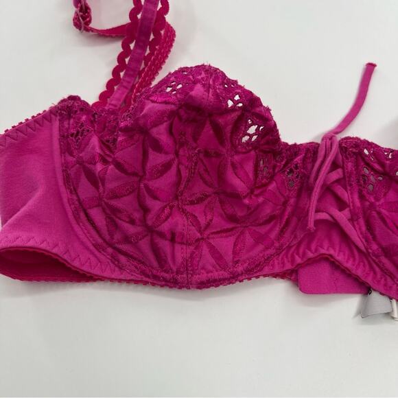Aubade Paris Bahia & Moi Half Cup Bra Wired Pink Fuchsia Women’s Sexy Intimates - Picture 2 of 10